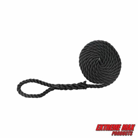 EXTREME MAX Extreme Max 3006.2807 BoatTector Twisted Nylon Fender Line Value 2-Pack - 1/4" x 6', Black 3006.2807
